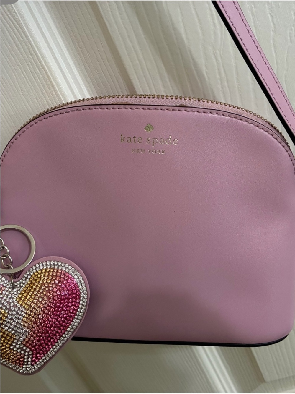 kate spade pink crossbody bag with heart charm
